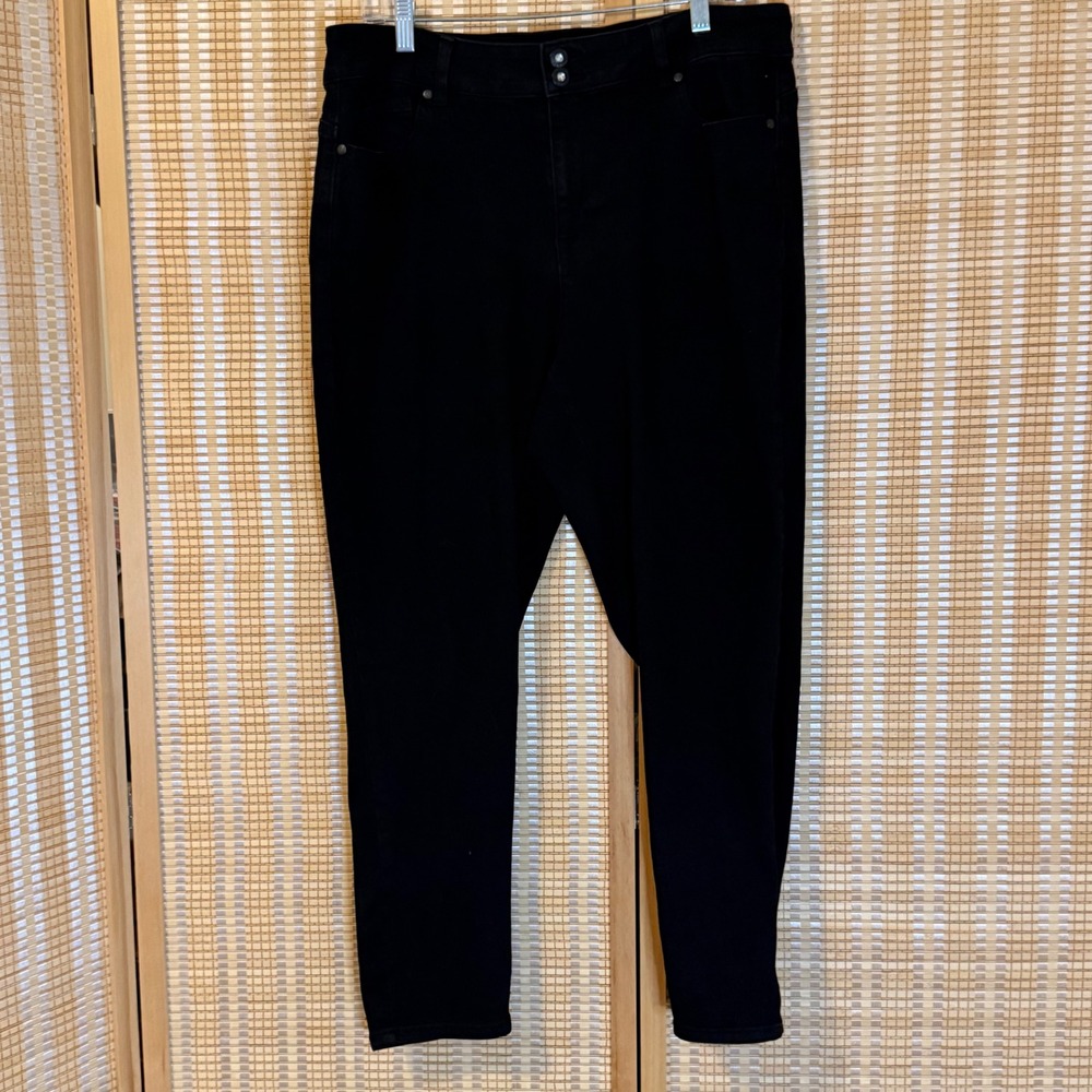 Faith Jeans Womens 18W Black High Rise Skinny Jeans Double Button Plus Size